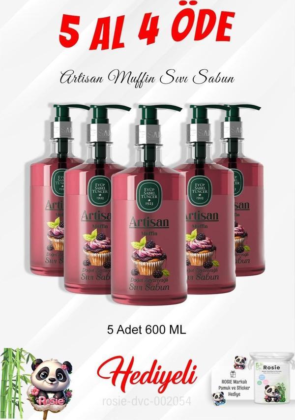 Artisan Muffin Sıvı Sabun 600 ML 5 Al 4 Öde ve Rosie Pamuk - Image 1