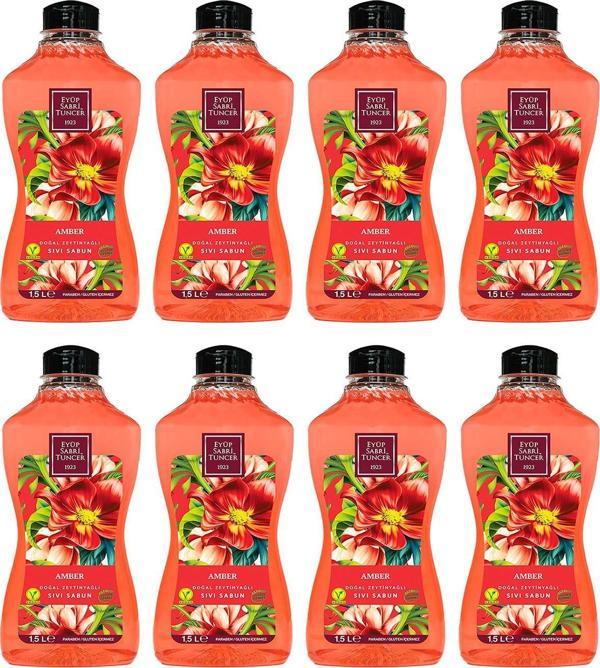 Eyüp Sabri Tuncer Doğal Zeytinyağlı Sıvı Sabun Amber 1.5 litre Pet Şişe x 8 Adet - Image 1