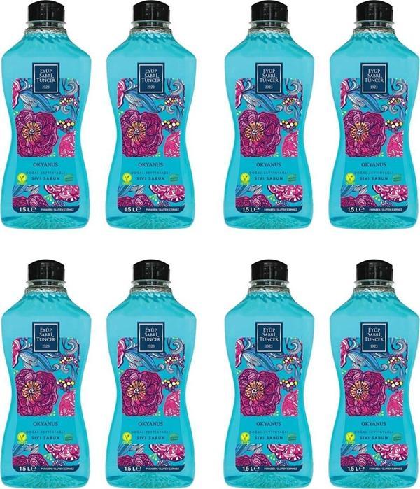 Eyüp Sabri Tuncer Doğal Zeytinyağlı Sıvı Sabun Okyanus 1500 ML x 8 - Image 1