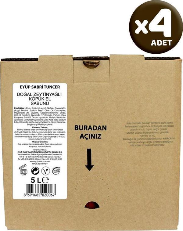 Eyüp Sabri Tuncer Köpük Sabun Zeytinyağlı 5000 ml x 4 Adet - Image 1