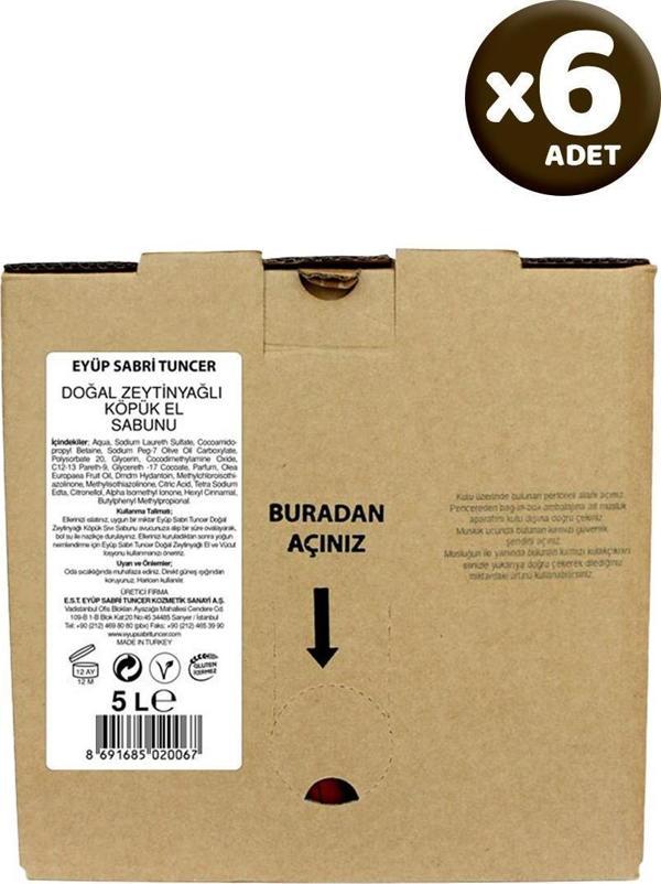 Eyüp Sabri Tuncer Köpük Sabun Zeytinyağlı 5000 ml x 6 Adet - Image 1