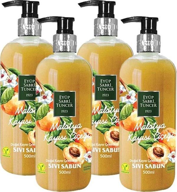 Eyüp Sabri Tuncer Malatya Kayısı Çiçeği Sıvı Sabun 500 ml x 4 - Image 1