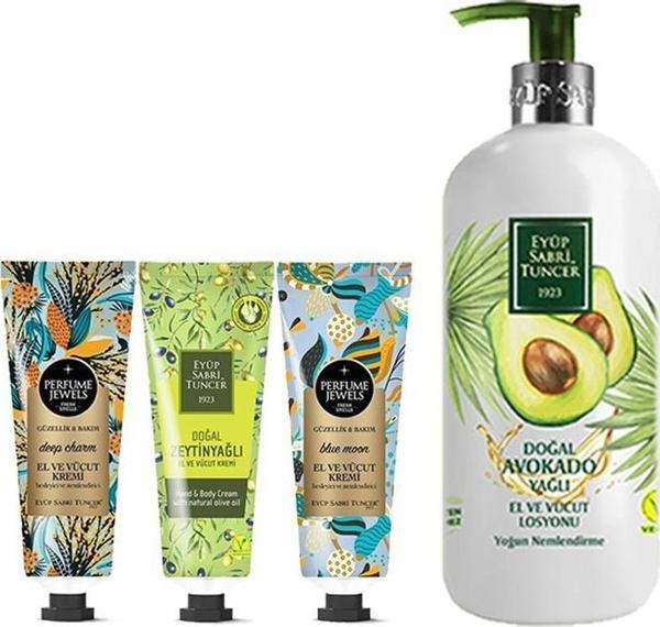 Eyüp Sabri Tuncer Perfume Jewels Deep, Blue, Zeytinyağlı El Kremi 50 ML Ve Avokadolu Losyon 500 ml - Image 1