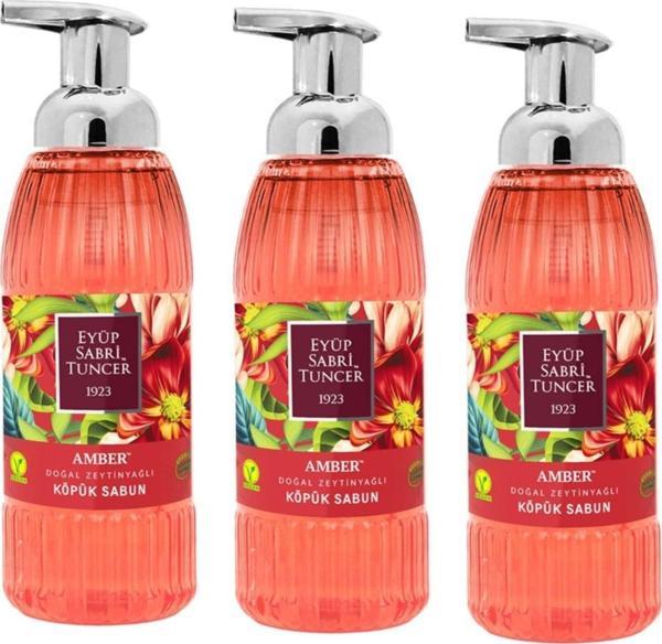 Eyüp Sabri Tuncer Zeytinyağlı Amber Köpük Sabun 500 ML x 3 - Image 1