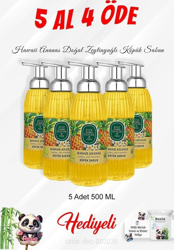 Hawaii Ananas Zeytinyağlı Köpük Sabun 500 ML 5 Al 4 Öde ve Rosie Pamuk - Image 1