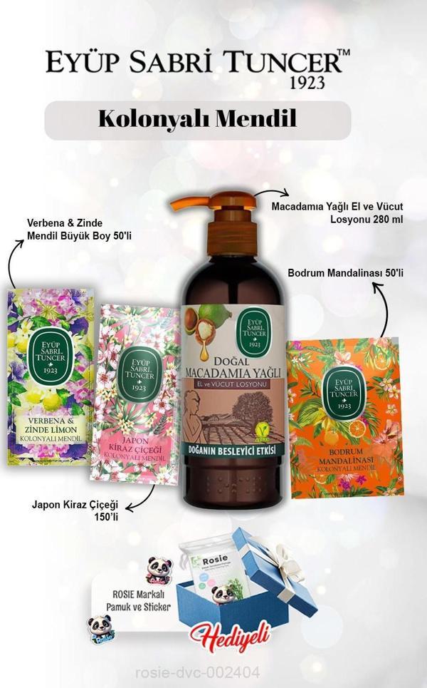 Macadamia Losyon 250 ml, 150'li Kiraz Çiçeği, Verbena 50'li, Mandalina 50'li Kiraz ve Rosie - Image 1