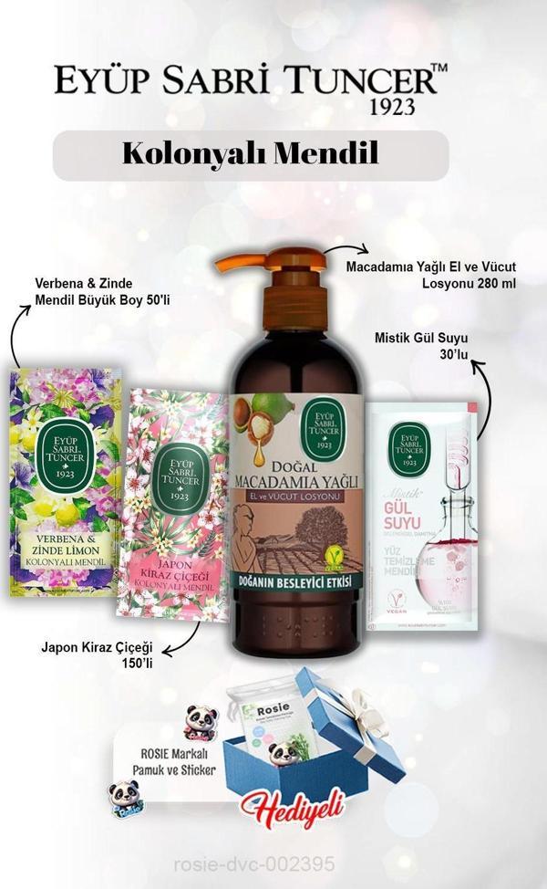 Macadamia Losyon 280 ml, Gül suyu 30'lu, Verbena & Zinde 50'li, Kiraz Çiçeği 150'li ve Rosie - Image 1