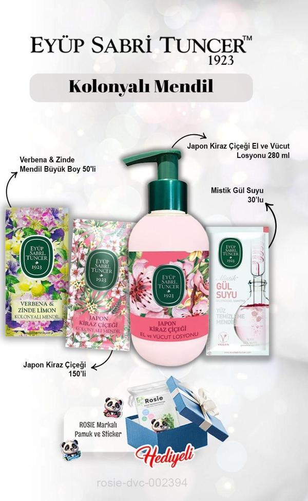Japon Kiraz Çiçeği Losyon 280 ml, Verbena & Zinde 50'li, Gül suyu 30'lu, Kiraz Çiçeği 150'li ve Rosie - Image 1