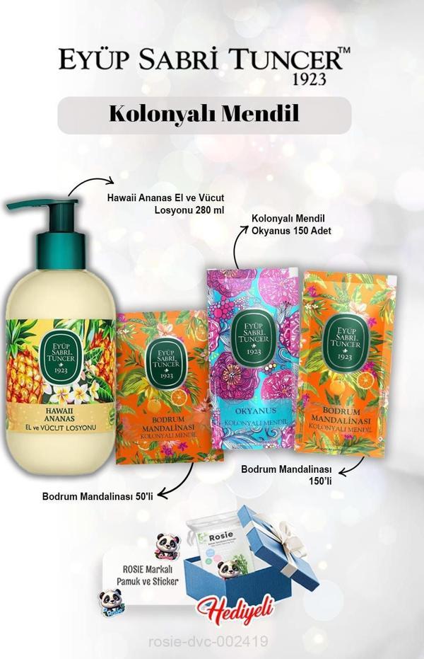 Okyanus 150'li, Mandalina 50'li ve 150'li ve, Kolonyalı Mendil, Ananas Losyon 250 ml Rosie - Image 1
