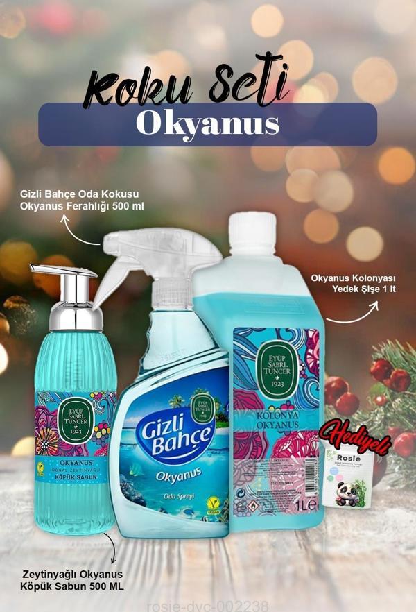 Okyanus Köpük Sabun 500ml, Kolonyası 1lt, Oda kokusu 500ml ve Rosie Pamuk - Image 1
