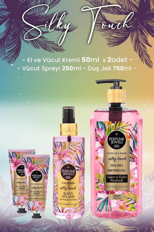 Eyüp Sabri Tuncer Silky Touch Vücut Spreyi 250 ml, Duş Jeli 750 ml ve Krem 50 ml x 2 Adet - Image 1