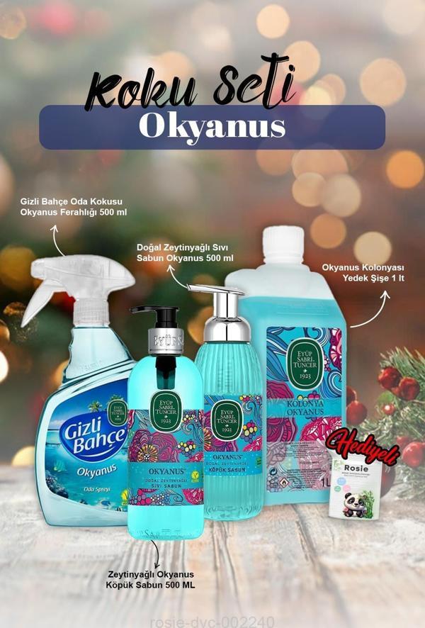 Okyanus Sıvı ve Köpük Sabun 500ml, Kolonya 1lt, Oda kokusu 500ml ve Rosie Pamuk - Image 1