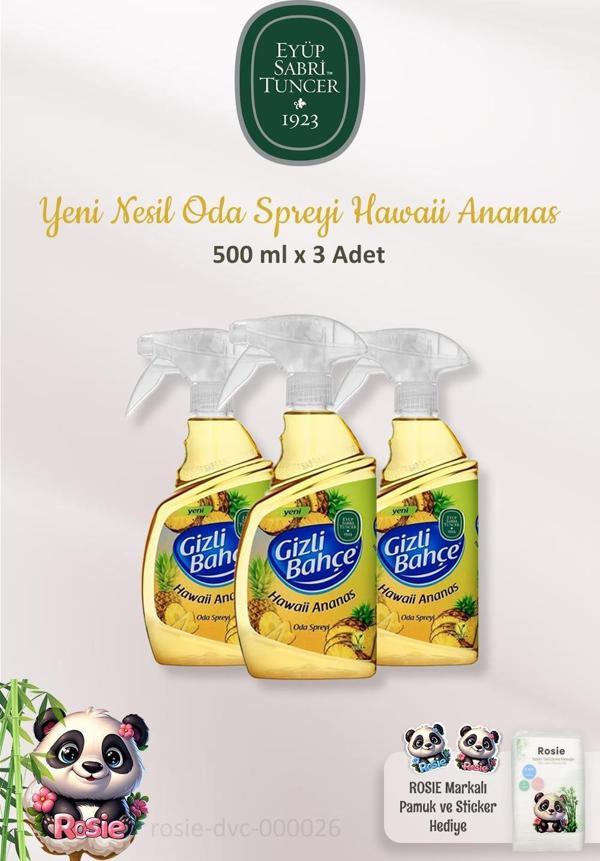 Eyüp Sabri Tuncer Yeni Nesil Oda Spreyi 3 Adet Hawaii Ananas 500 ml ve Pamuk - Image 1