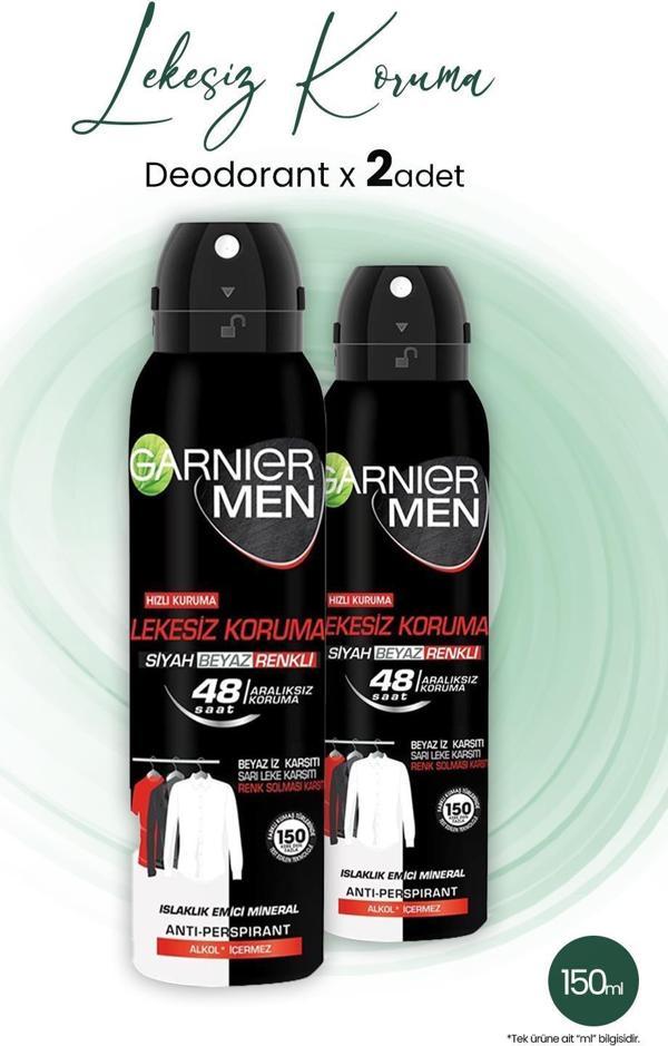 Garnier Men 48H Lekesiz Koruma Erkek Deodorant 150 ml x 2 Adet - Image 1