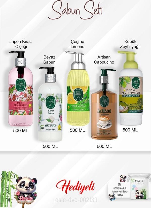 Sabun Paket Artisan Cappucino, Çeşme Limonu, Japon Kiraz Çiçeği, Beyaz Sabun, Zeytinyağlı ve Rosie - Image 1