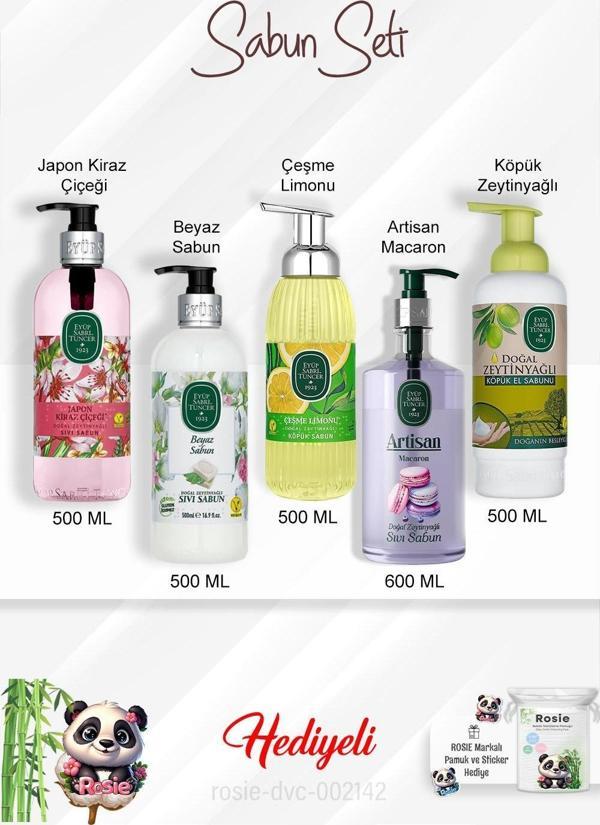 Sabun Paket Çeşme Limonu, Artisan Macaron, Beyaz Sabun, Japon Kiraz Çiçeği, Zeytinyağlı ve Rosie - Image 1