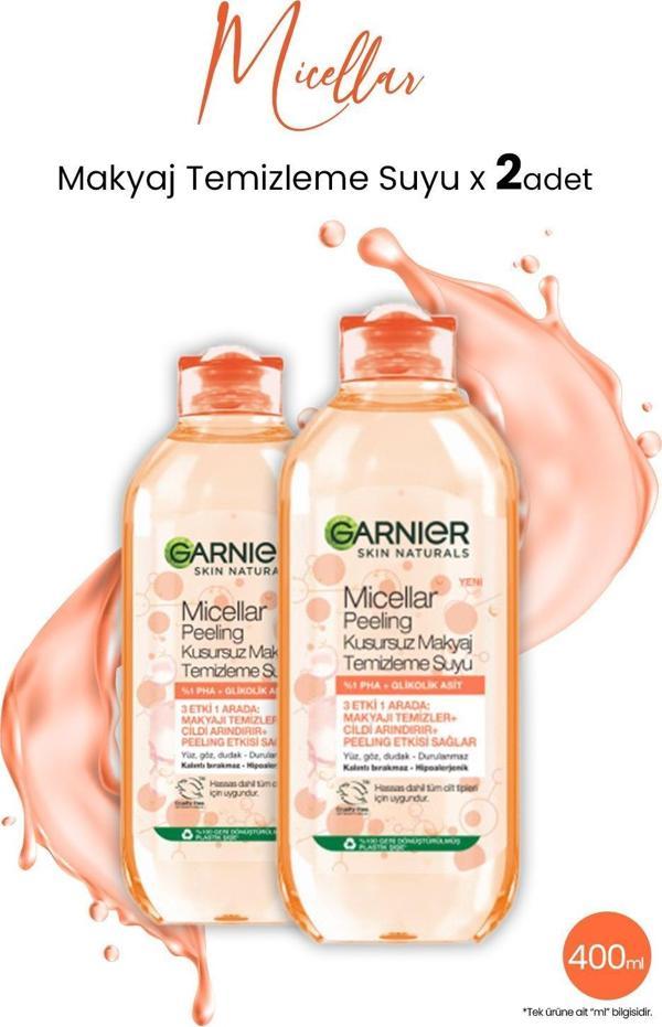 Garnier Micellar Kusursuz Makyaj Temizleme Suyu Peeling 400 ml x 2 Adet - Image 1