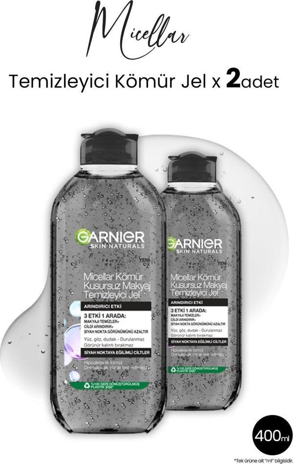 Garnier Micellar Makyaj Temizleyici Jel Kömür 400 ml x 2 Adet - Image 1