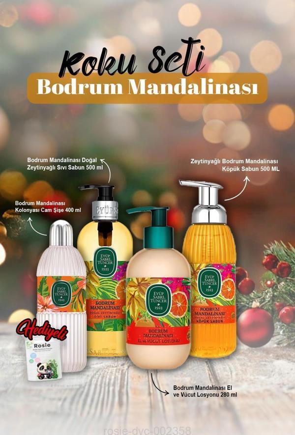 Losyon 280 ml, Sıvı ve Köpük Sabun 500 ml, Kolonya 400 ml Bodrum Mandalina ve Rosie Hediye - Image 1