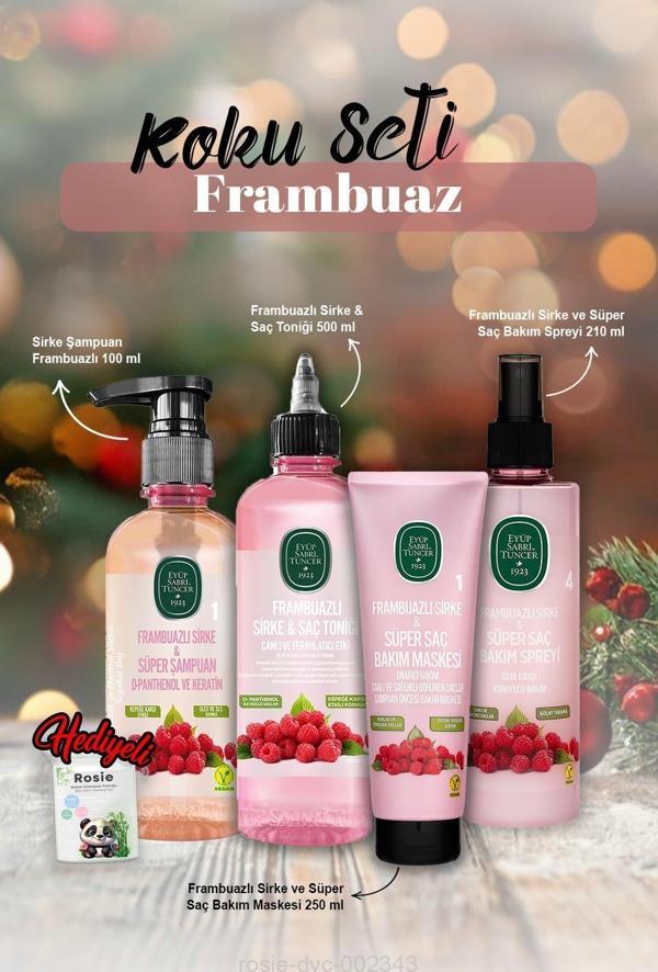 Saç Bakım Spreyi 210, Şampuan 100 ml, Tonik 500 ml, Maske 250 ml Frambuaz ve Rosie Hediye - Image 1