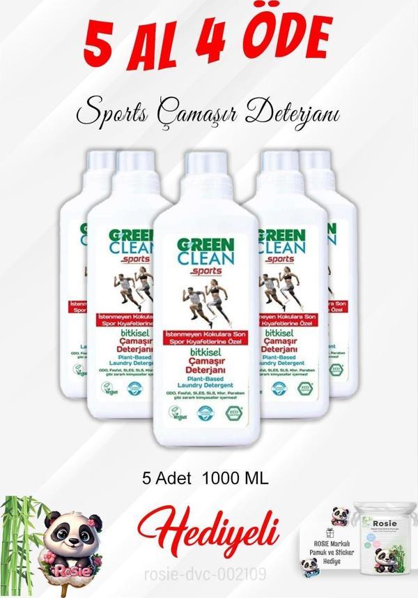 5 Al 4 Öde Gren Clean Sports Çamaşır Deterjanı 1000 ML ve Rosie Pamuk - Image 1