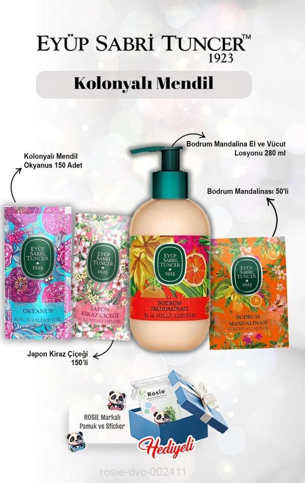 Losyon Bodrum Mandalinası 280 ml, Mandalina 50'li, Okyanus ve Kiraz Çiçeği 150'li ve Rosie - Image 1