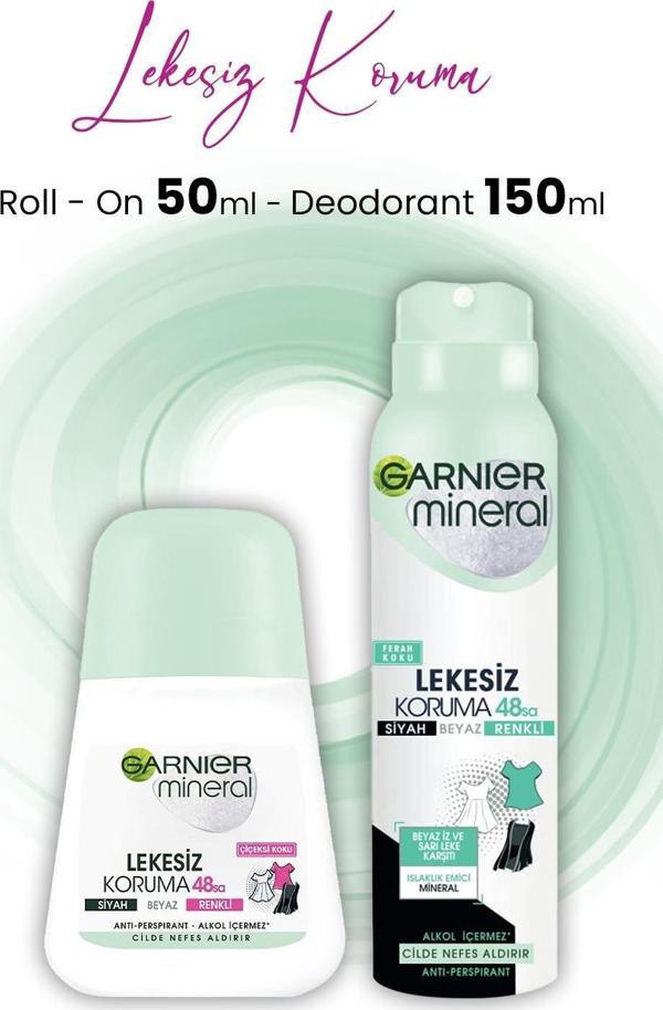 Garnıer Mineral Lekesiz Koruma Roll On 50 ml ve Deodorant 150 ml - Image 1
