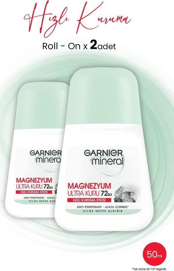 Garnier Mineral Magnezyum Ultra Kuru Roll-On 72 Saat x 2 Adet - Image 1