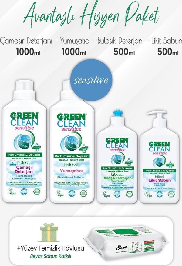 Green Clean Bitkisel Temizlik Seti 4'lü ve Easy Yüzey Temizlik Havlusu 100'lü - Image 1