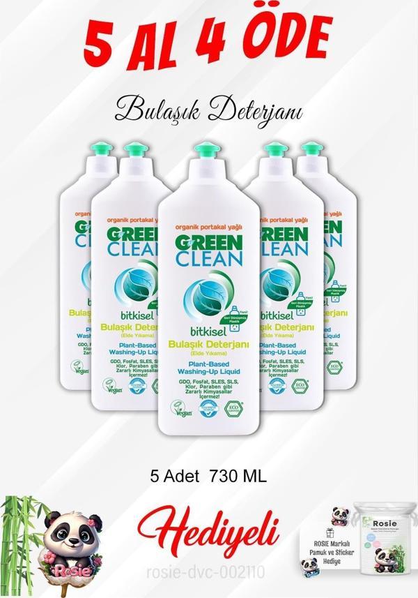 Gren Clean Elde Bulaşık Deterjanı 5 Al 4 Öde 730 ML ve Rosie Pamuk - Image 1