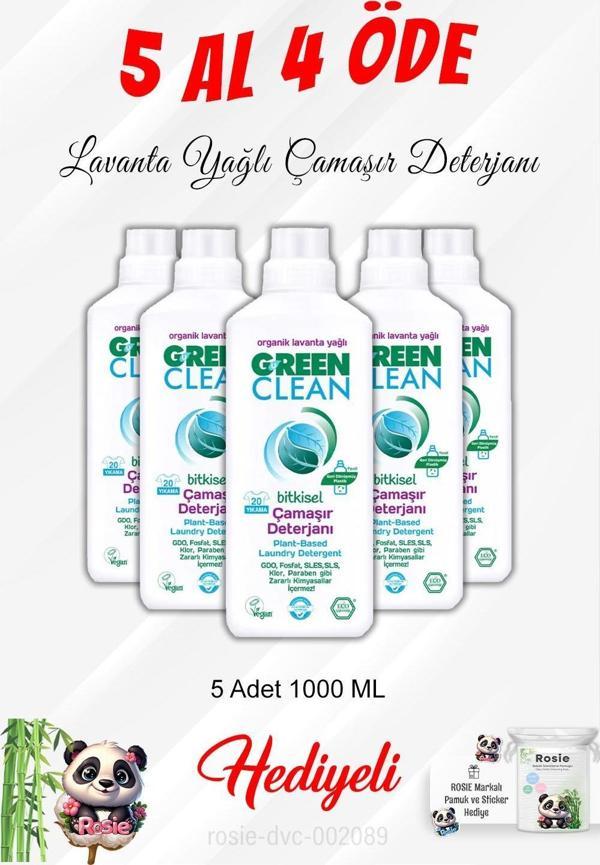 Lavanta Yağlı Çamaşır Deterjanı 5 Al 4 Öde 1000 ML ve Rosie Pamuk - Image 1