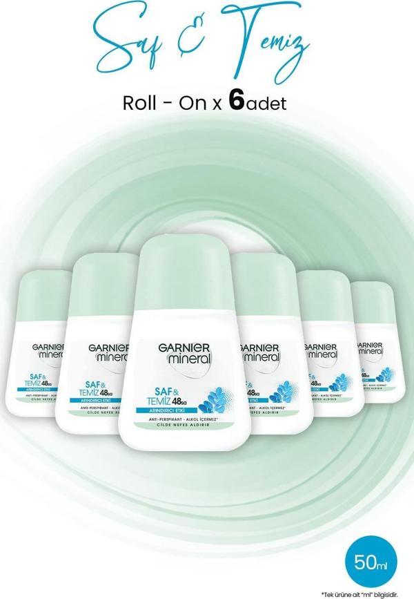 Garnier Mineral Saf ve Temiz Roll-On Deodorant x 6 Adet - Image 1