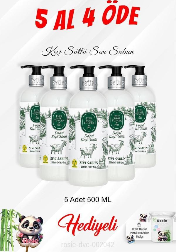 Sıvı Sabun Keçi Sütlü 500 ML 5 Al 4 Öde ve Rosie Pamuk - Image 1