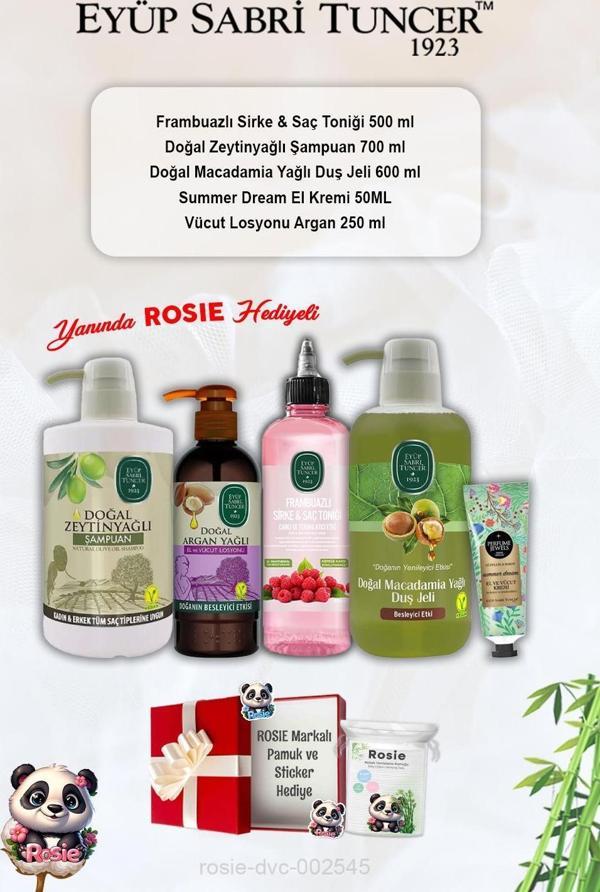Summer Dream Krem, Zeytinyağlı Şampuan, Macadamia Duş Jeli, Argan Losyon, Frambuaz Tonik ve Rosie - Image 1