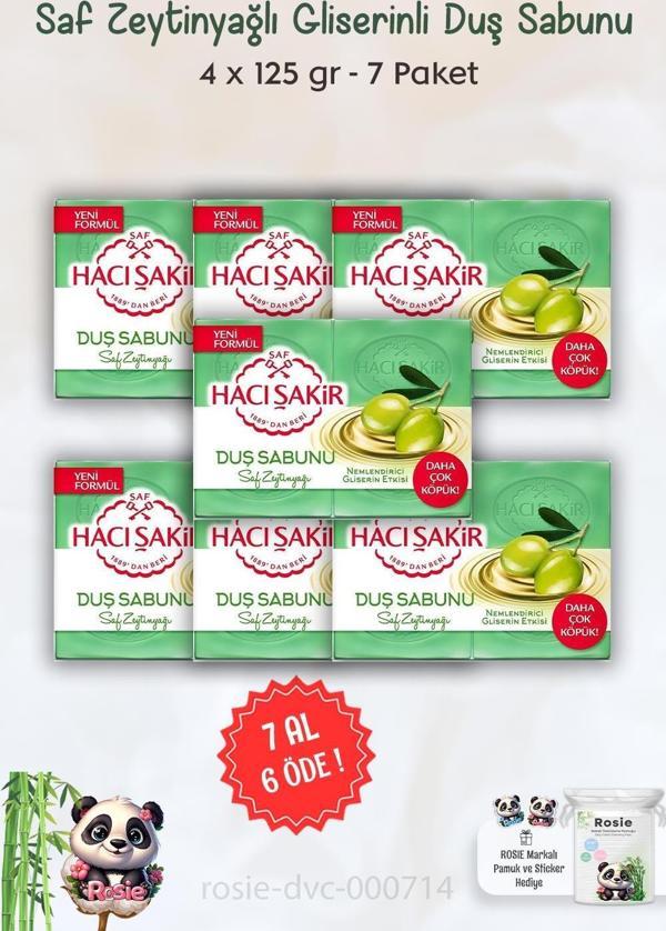 7 AL 6 ÖDE Hacı Şakir Saf Zeytinyağlı Gliserinli Duş Sabunu 4 x 125 gr ve ROSIE - Image 1