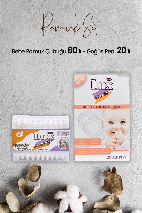 Lux Bebe Pamuk Çubuğu 60' lı ve Göğüs Pedi 20' li - Image 1