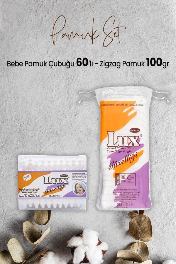 Lux Bebe Pamuk Çubuğu 60' lı ve Zigzag Pamuk 100 gr - Image 1