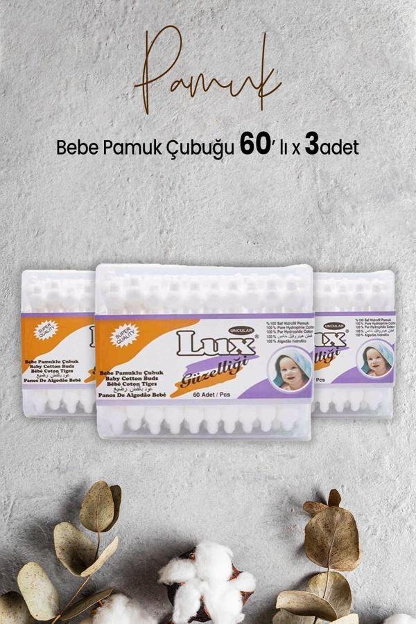 Lux Bebe Pamuk Çubuğu 60' lı x 3 Adet - Image 1