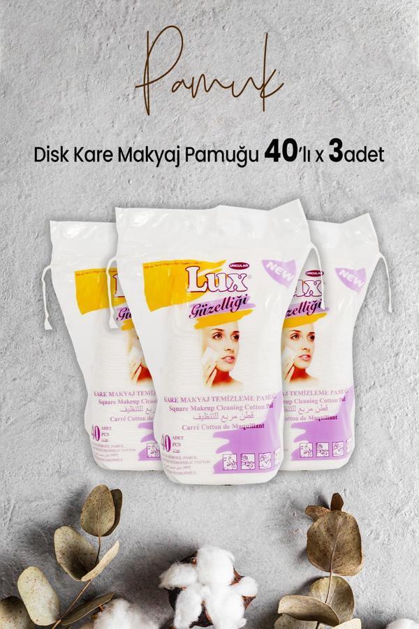Lux Disk Kare Makyaj Pamuğu 40' lı x 3 Adet - Image 1
