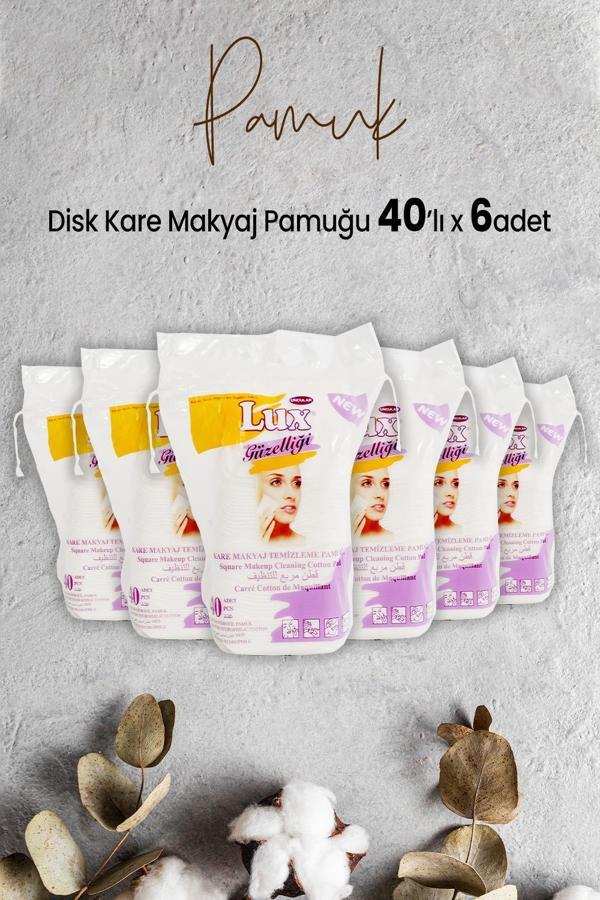 Lux Disk Kare Makyaj Pamuğu 40' lı x 6 Adet - Image 1