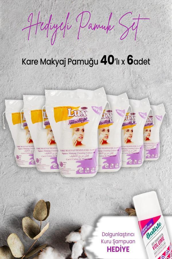 Lux Disk Kare Makyaj Pamuğu 40' lı x 6 Adet ve Hediyeli - Image 1