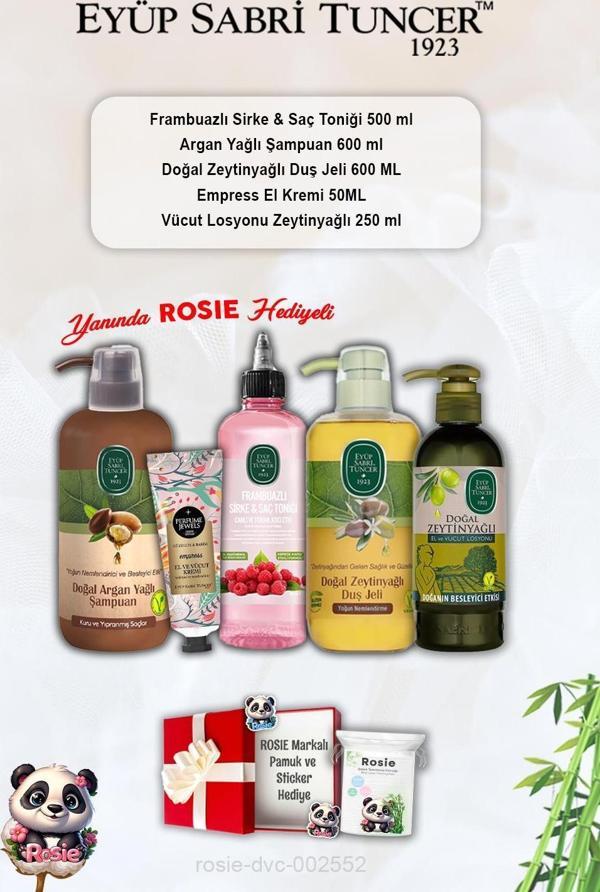Zeytinyağlı Duş Jeli ve Losyon, Empress Krem, Tonik Frambuaz, Argan Şampuan ve Rosie - Image 1
