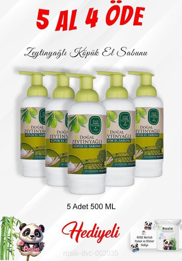 Zeytinyağlı Köpük El Sabunu 500 ML 5 Al 4 Öde ve Rosie Pamuk - Image 1