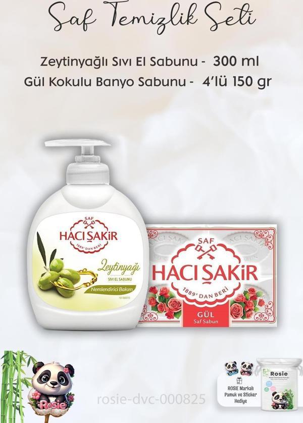 Hacı Şakir Zeytinyağlı  Sıvı Sabun 300 ml, Gül Kokulu Banyo Sabunu 4 x 150 gr ve ROSIE - Image 1