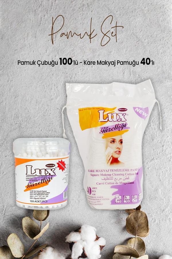 Lux Pamuk Çubuğu 100' lü ve Disk Kare Makyaj Pamuğu 40' lı - Image 1