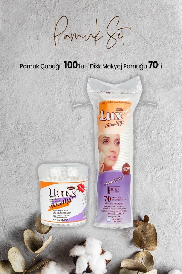 Lux Pamuk Çubuğu 100' lü ve Disk Makyaj Pamuğu 70'li - Image 1