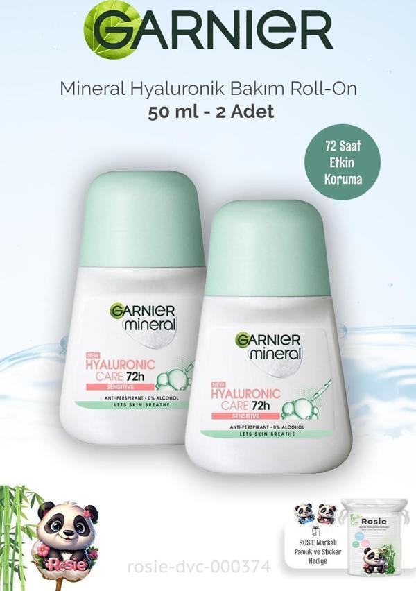 2 Adet Garnier Mineral Hyaluronik Bakım 72H Roll-On 50 ml ve ROSIE - Image 1