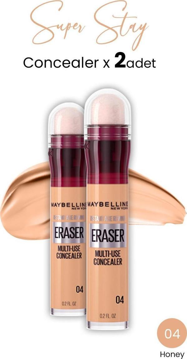 Maybelline New York Eraser Multi Use Concealer 04 Honey x 2 adet - Image 1