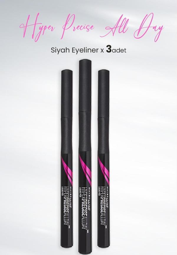 Maybelline New York Eyeliner Hyper Precise All Day Siyah x 3 Adet - Image 1