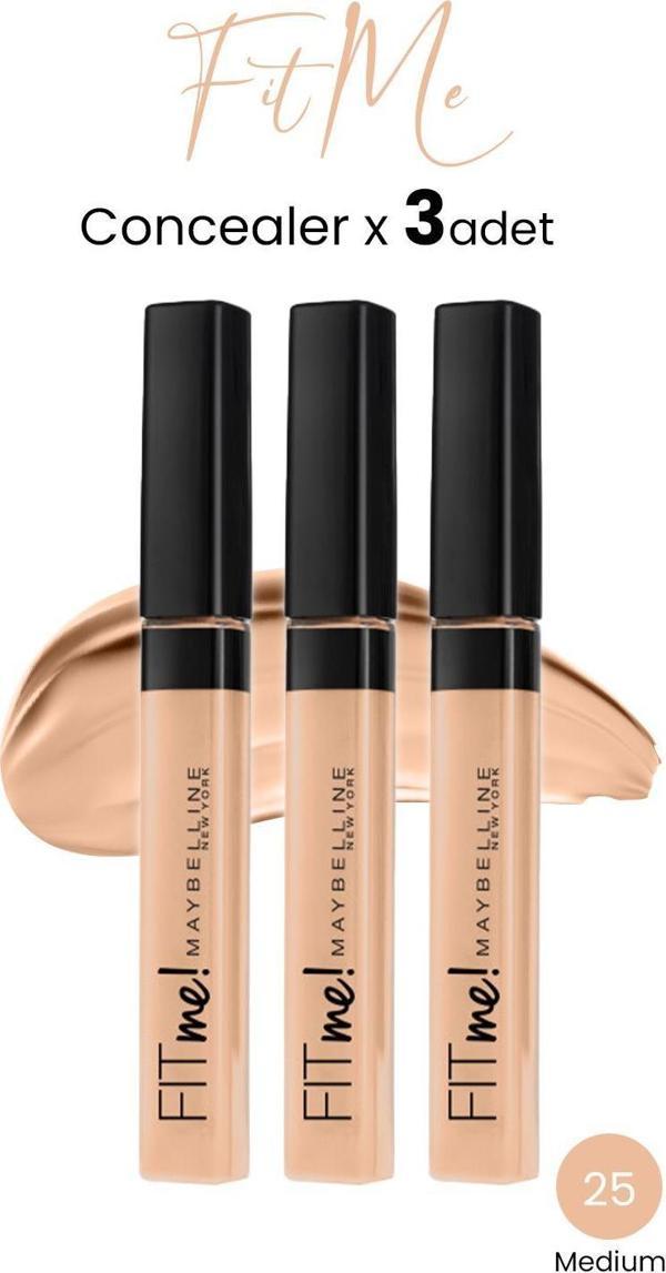Maybelline New York Fit Me Concealer 25 Medium x 3 adet - Image 1